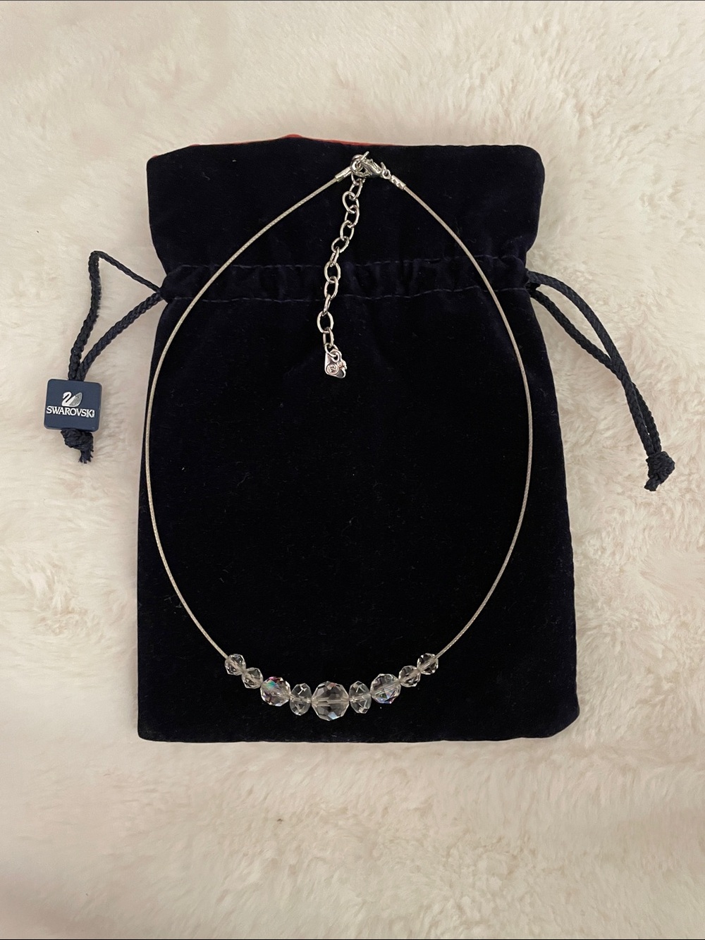 Swarovski Clear Crystal Choker Necklace in Silver Tone